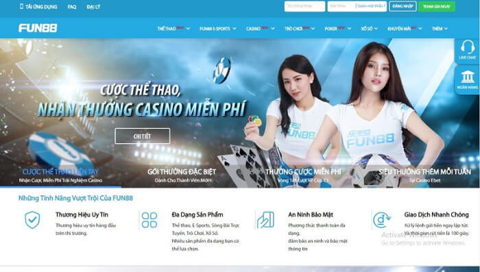 Fun88 là điểm đến tin cậy, an toàn chơi cá cược bóng đá