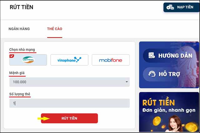 Rút tiền Sin88