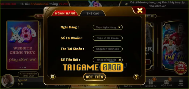 X8club hỗ trợ rút tiền qua ngân hàng và thẻ cào nhanh chóng và đơn giản