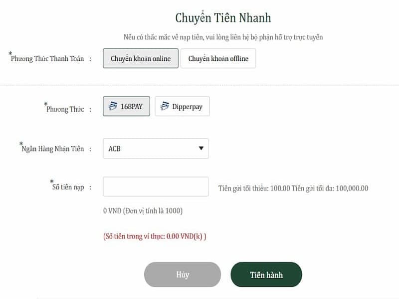 Gửi tiền tại nhà cái Wvip888 với hình thức đa dạng